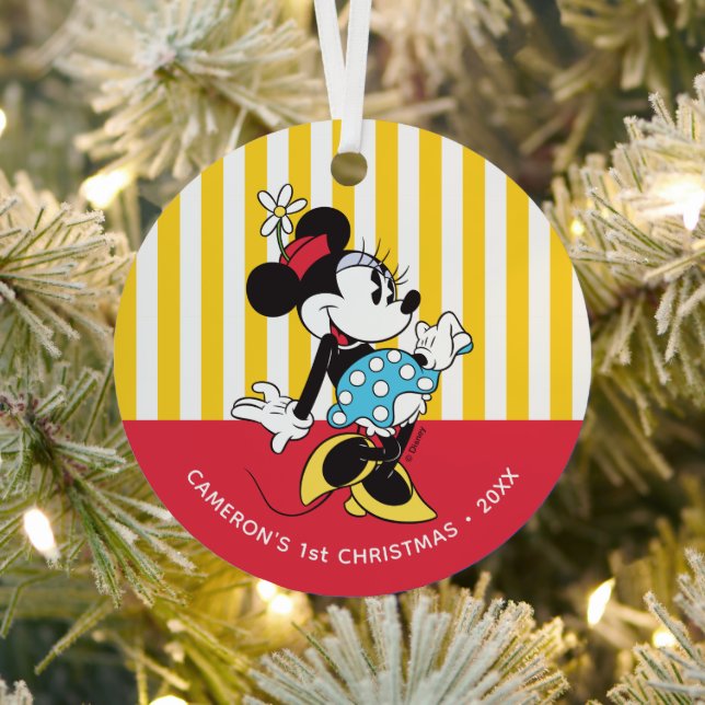 Ornement En Métal Souris Minnie de Noël classique (Insitu)