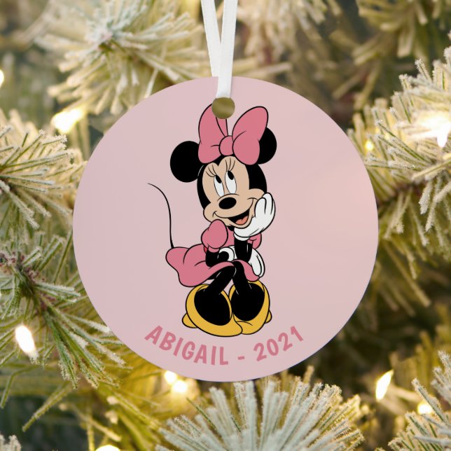 Ornement En Métal Souris Minnie personnalisable | Poster en rose (Insitu)