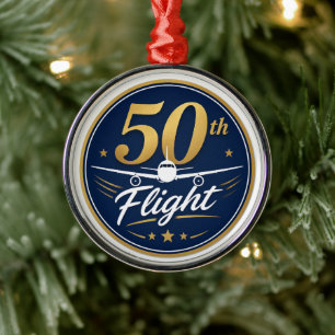 Ornement En Métal souvenir de voyage en avion d'or 50e vol