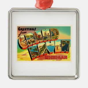 Ornement En Métal Souvenir grand de Vintage voyage du Michigan MI