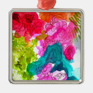 Ornement En Métal Spring Flowers watercolour abstract