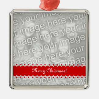 Ornement En Métal Square premium Christmas photo ornament