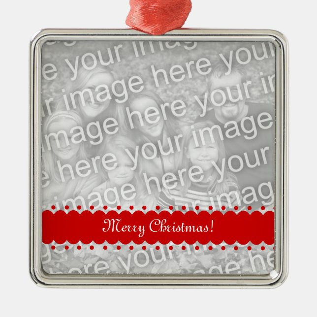 Ornement En Métal Square premium Christmas photo ornament (Devant)