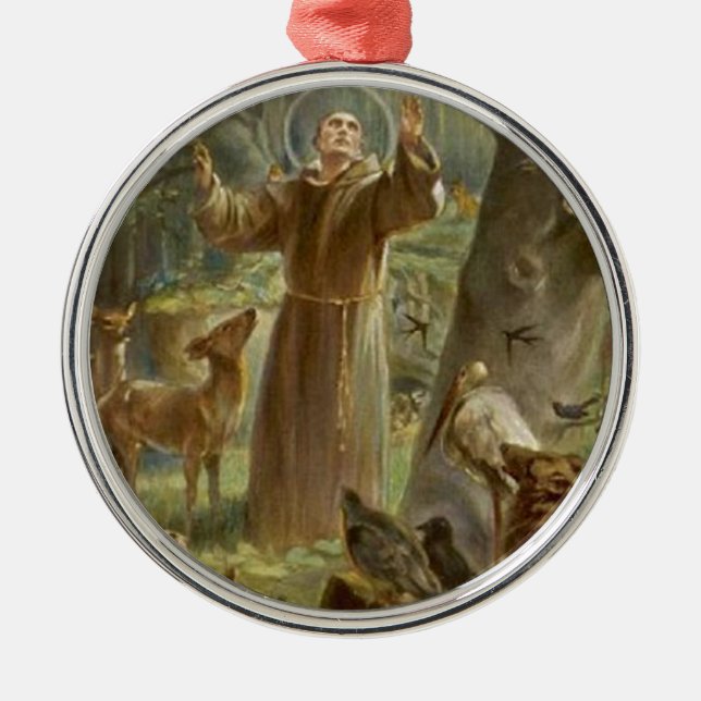 Ornement En Métal St Francis d'Assisi a entouré par des animaux (Devant)