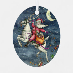 ORNEMENT EN MÉTAL ST. NICK, RÉINDEUR BLANC VOL, MAGIE DE NOËL