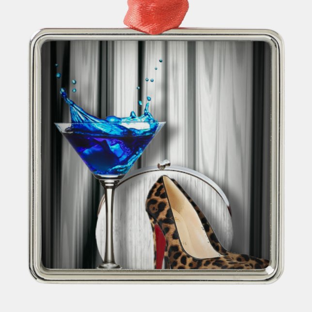 Ornement En Métal stilletos de fille de cocktail de martini de (Devant)