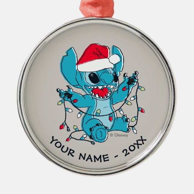 Ornement En Métal Stitch | Lumières de Noël (Devant)