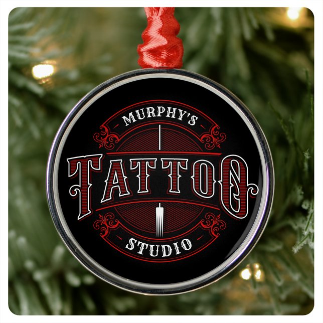 Ornement En Métal Style traditionnel AJOUTER LE NOM Tattoo Studio Sh (Créateur téléchargé)
