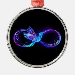 Ornement En Métal Symbole de Neon Infinity par Glowing Hummingbird