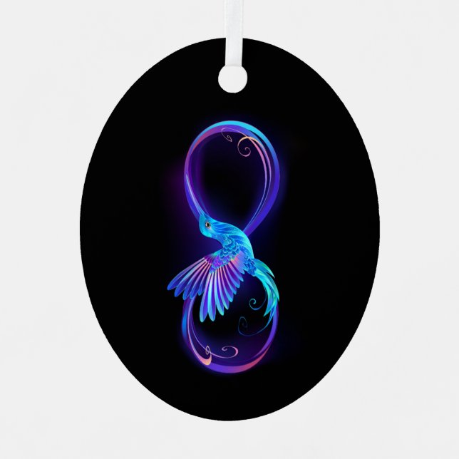Ornement En Métal Symbole de Neon Infinity par Glowing Hummingbird (Recto)