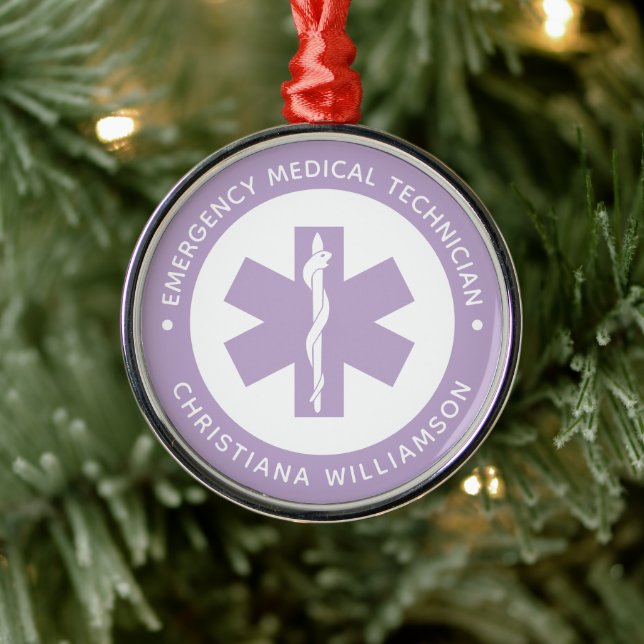 Ornement En Métal Symbole EMT personnalisé Technicien Médicale d'urg (Arbre)