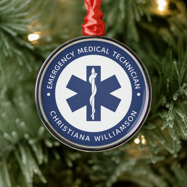 Ornement En Métal Symbole EMT personnalisé Technicien Médicale d'urg (Arbre)