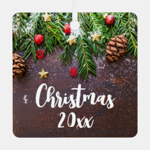 Ornement En Métal Table de Noël rustique avec pin et neige