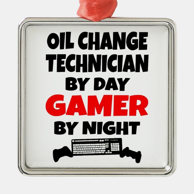 Ornement En Métal Technicien en changement d'huile de gamer (Devant)