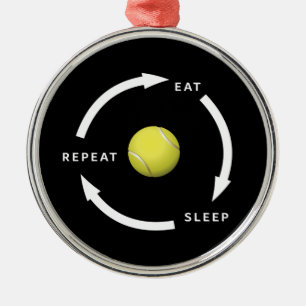 Ornement En Métal Tennis Manger Dormir Répéter Citation de Sportif