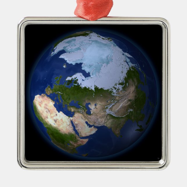 Ornement En Métal Terre entière montrant la région arctique (Devant)