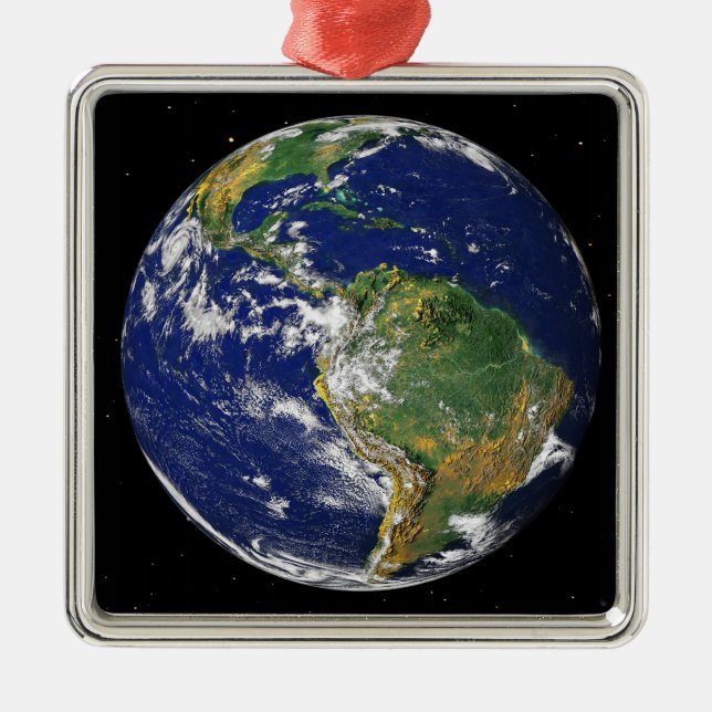 Ornement En Métal Terre entière montrant l'Amérique du Sud 2 (Devant)
