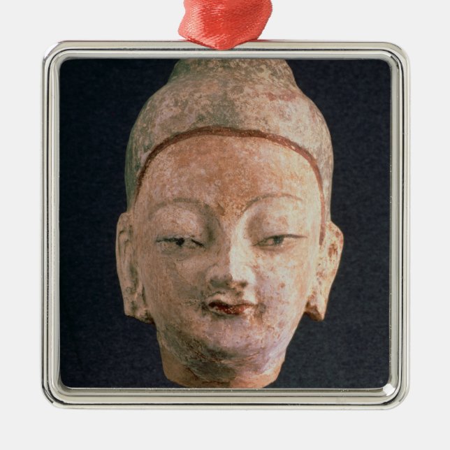 Ornement En Métal Tête d'une statue de Bouddha, de Bezeklik (Devant)