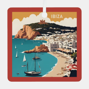Ornement En Métal Texte personnalisé Ibiza, Espagne Poster de voyage