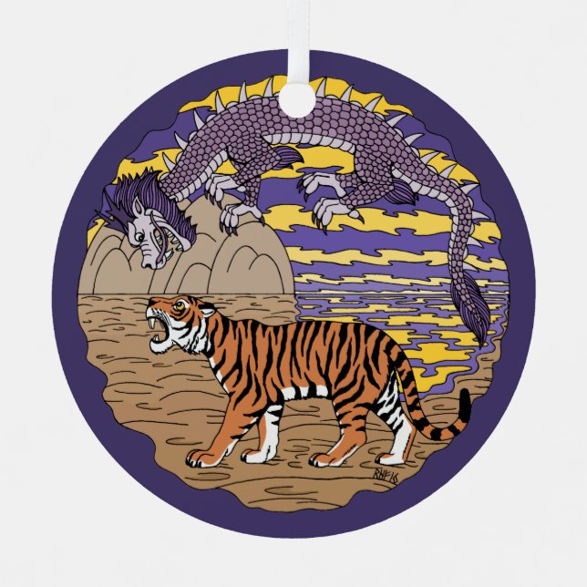 Ornement En Métal Tigre et dragon (Recto)
