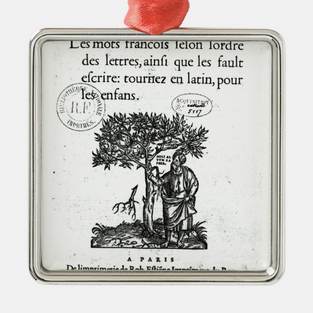 Ornement En Métal Titlepage du premier dictionnaire Français-Latin (Devant)