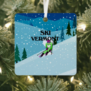 Ornement En Métal TOP Ski Vermont Métal Ornement