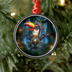 Ornement En Métal Toucan Steampunk au Clair de Lune.