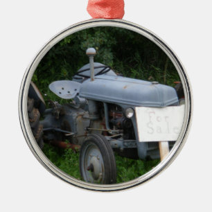 Ornement En Métal Tracteur bleu sombre vintage