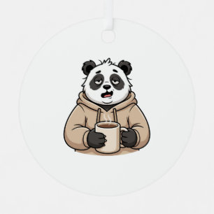 Ornement En Métal Trop fatigué pour fonctionner Panda Café Dessin an