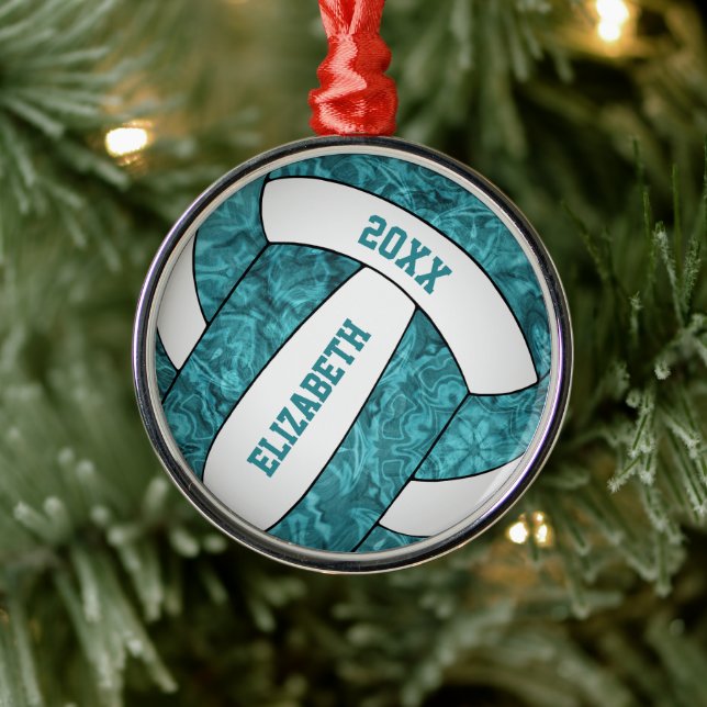 Ornement En Métal turquoise blanc ceinture de volley sport (Arbre)