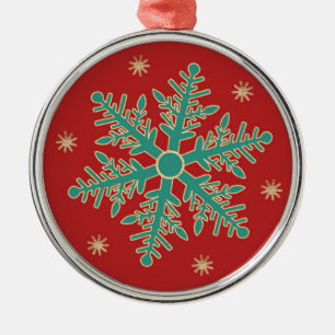 Ornement En Métal Turquoise Red Gold Snowflake