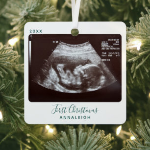 Ornement En Métal Ultrasonic Photo First Christmas Sonogram Holiday