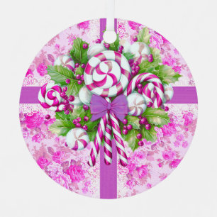 Ornement En Métal Un doux cottage rose et violet Noël