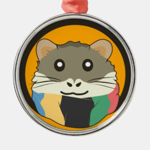 Ornement En Métal Un mignon hamster en caricature avec une écharpe m