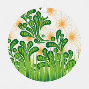 Ornement En Métal Un motif artistique vert et or représentant un arb