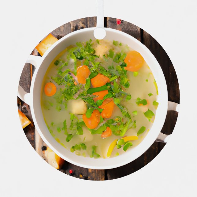 Ornement En Métal Un Noël à la soupe | Drôle Pun Soupe (Recto)