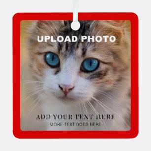 Ornement En Métal Upload Dog Pet Photo Double Sided Design Square