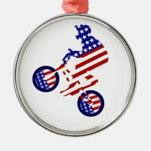 Ornement En Métal USA Patriotic Biking BMX