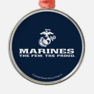 Ornement En Métal USMC Les rares Logo Fiers Empilés - Blanc