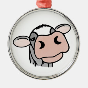 Ornement En Métal vache de dessin animé noir blanc rose baiser gris 