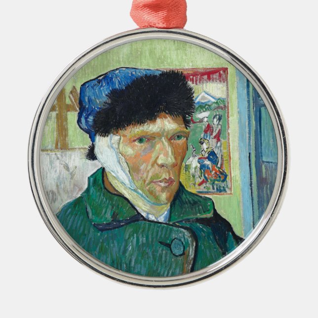 Ornement En Métal Van Gogh Autoportrait Bandaged Ear Art Peinture (Devant)