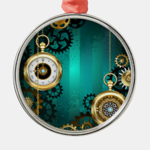Ornement En Métal Veille bijoux Steampunk sur un Arrière - plan vert