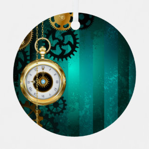 Ornement En Métal Veille bijoux Steampunk sur un Arrière - plan vert