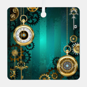 Ornement En Métal Veille bijoux Steampunk sur un Arrière - plan vert