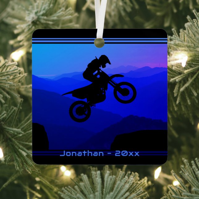 Ornement En Métal Vélo de nuit personnalisé Noël Motocross (Insitu)