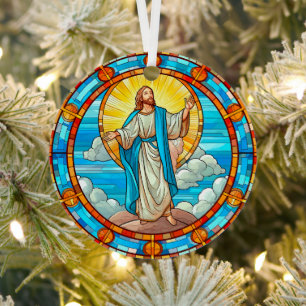 Ornement En Métal Verre tendu de Jésus qui s'élève au ciel