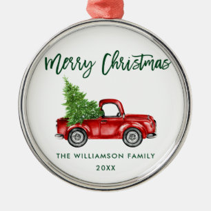 Ornement En Métal Vert Bracelet Script Aquarelle Vintage Camion roug