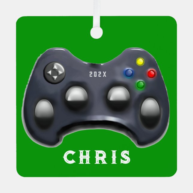 Ornement En Métal Vidéo personnalisée Gamer Ornament métallique (Recto)