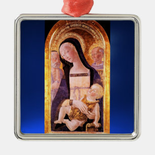 ORNEMENT EN MÉTAL VIERGE AVEC ENFANT ET SAINTS