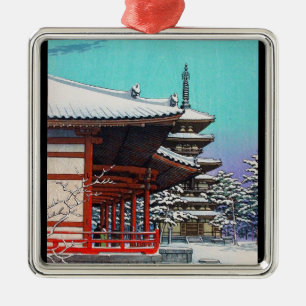 Ornement En Métal Village japonais oriental frais d'hiver de Hasui